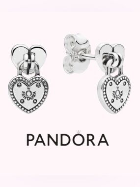 PANDORA Love Locks Heart-Shaped Dangle Earrings, Sterling Silver 925